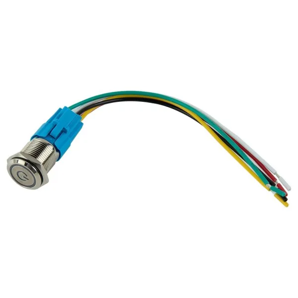 Pulsador Switch Interruptor con Luz Verde 16mm LED 12V-24V - Imagen 2