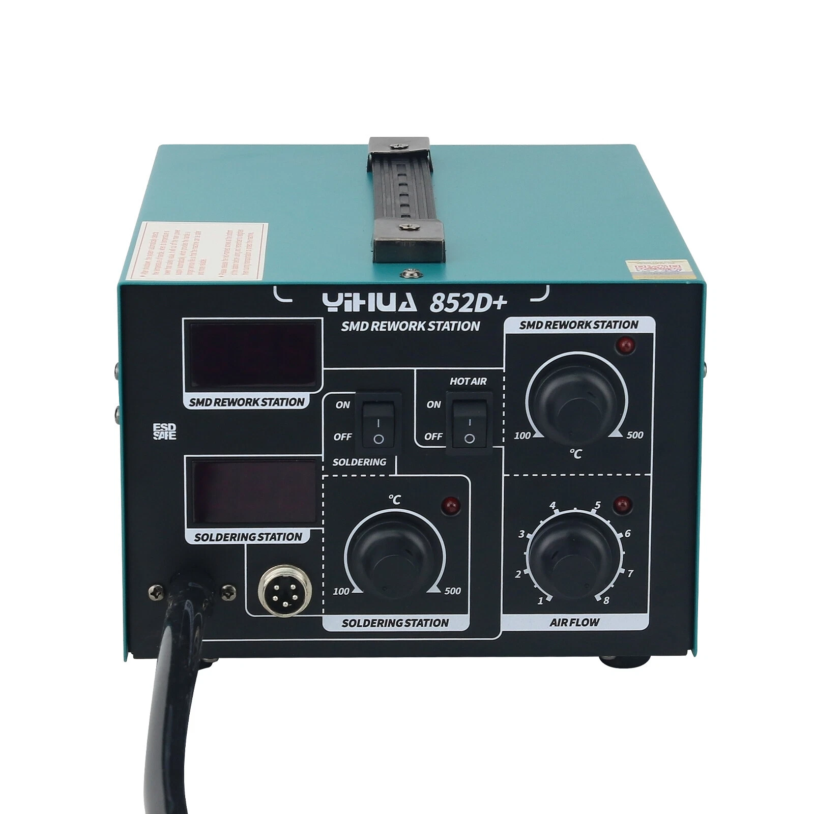 YIHUA 852D+ – Estación 2 en 1 con Bomba de Aire Caliente Ajustable y Soldador (Enchufe USA) - Imagen 3