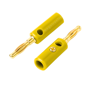 Conector Banana Macho Amarillo 4mm – Punta Dorada (Incluye 1 pza)