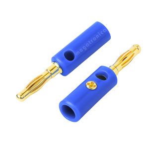 Conector Banana Macho Azul 4mm – Punta Dorada (Incluye 1 pza)