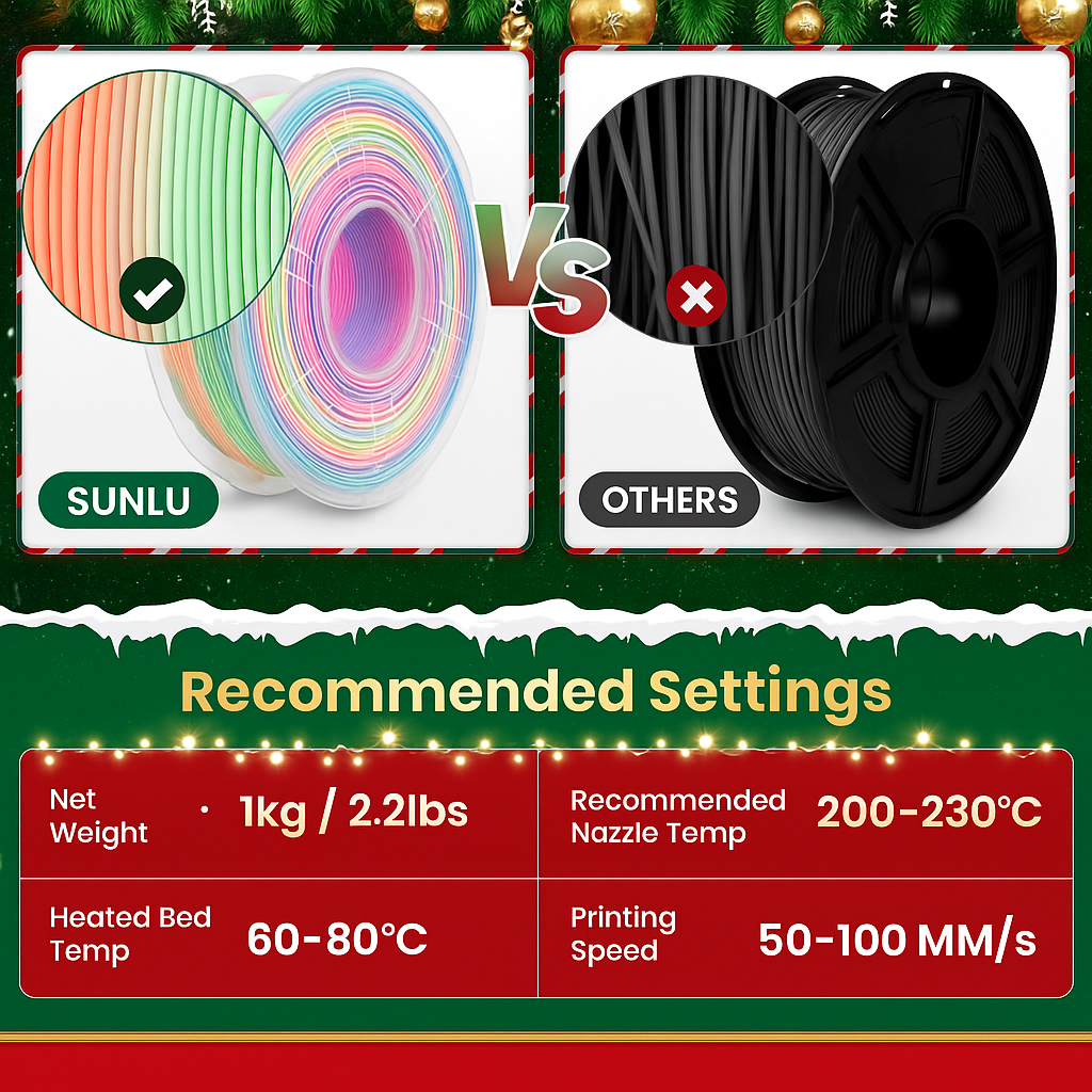 FILAMENTO SUNLU PLA MULTICOLOR ARCOIRIS (RAINBOW 01) 1.75mm - 1Kg - Imagen 2