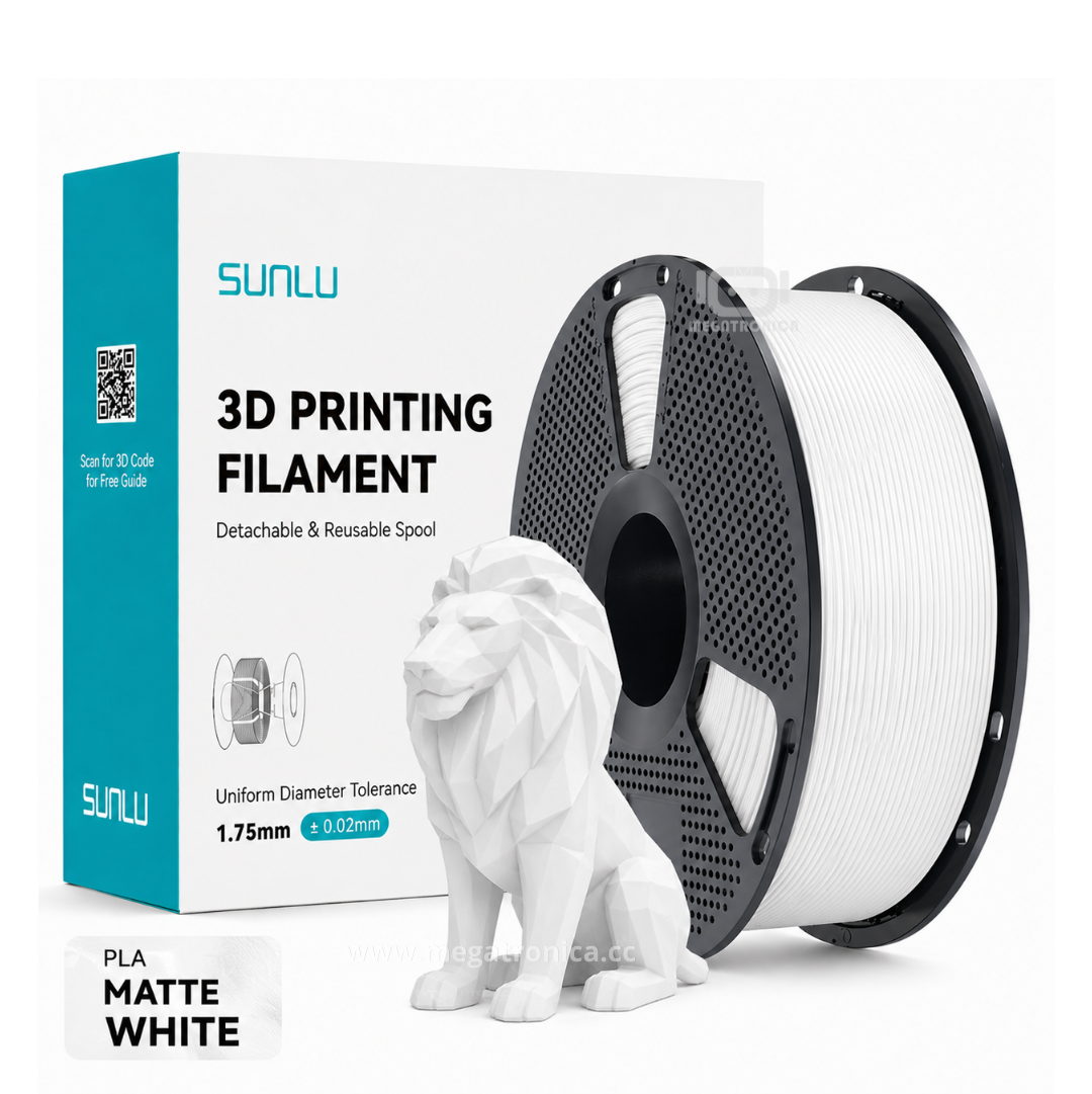 FILAMENTO SUNLU PLA MATTE WHITE (BLANCO MATE) 1.75mm - 1Kg